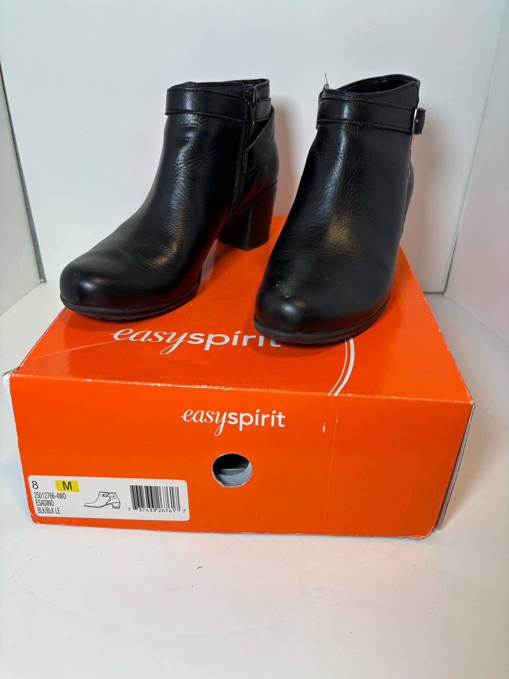 Easy Spirit Black Leather Ankle Boots Size US 8 women